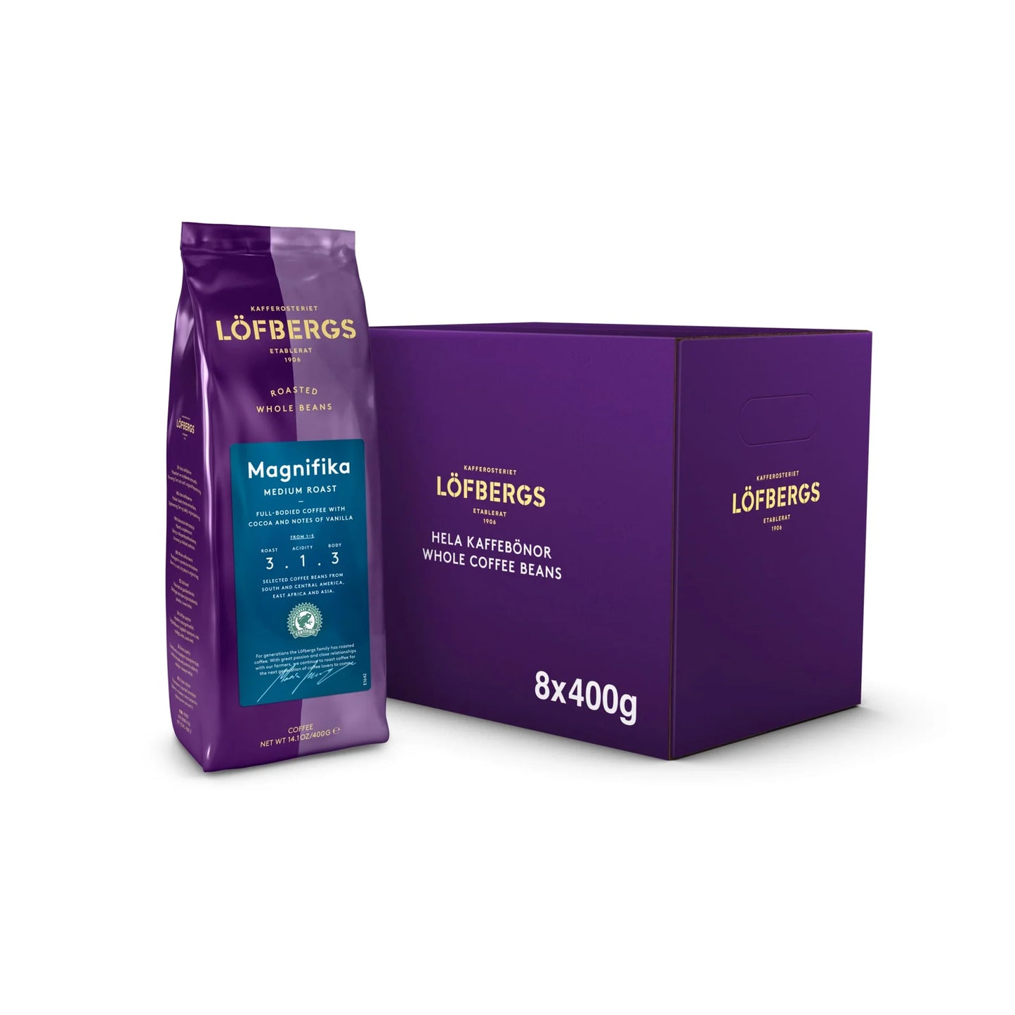 Löfbergs Magnifika kahvipapu 8x400g RA 3,2kg/LTK | KAHVIT